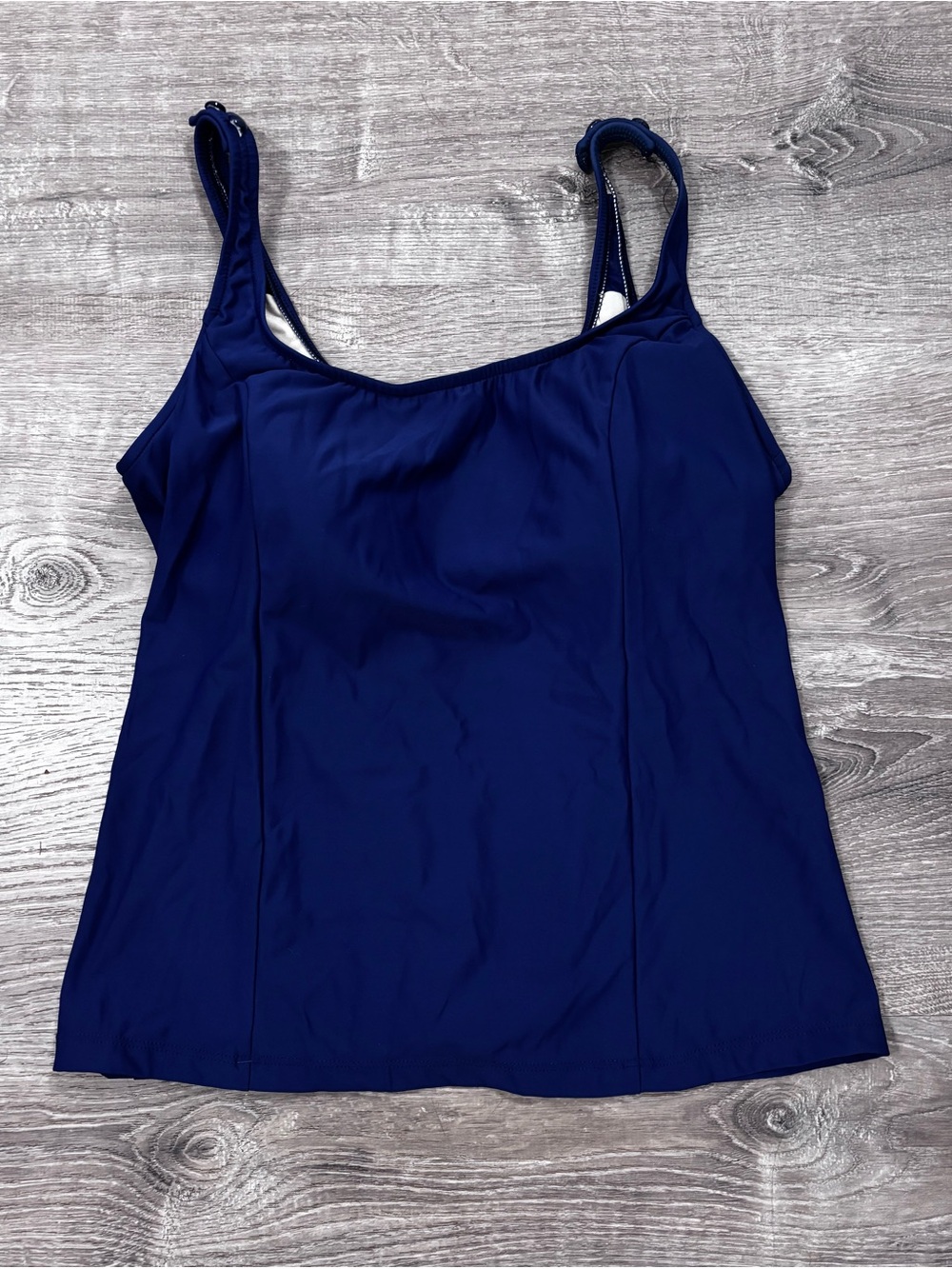 Orvis Women's Size 16 Navy Blue Tankini Top With Wireless Bra Comfort Swimwear